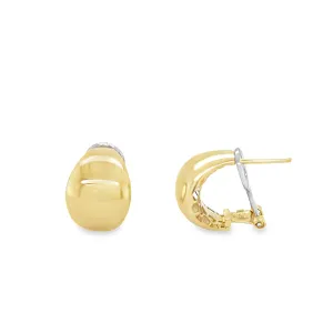 10K Gold Omega Clip Domed Earrings