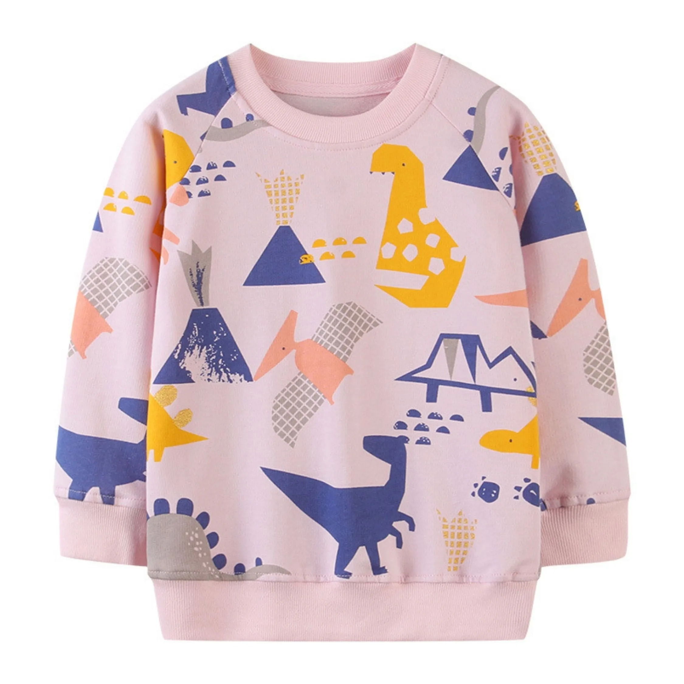 3D Dino Inpsired Printed Sweat Shirt for Girls ,Pink