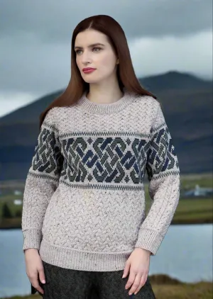 Aran Crafts Unisex Jacquard Sweater | Oatmeal