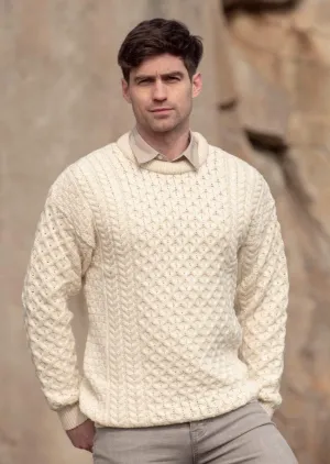 Aran Crew Neck Merino Sweater | Natural