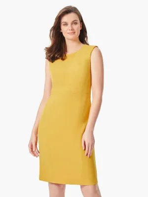 Banded Waist Stretch Crepe Sheath Dress