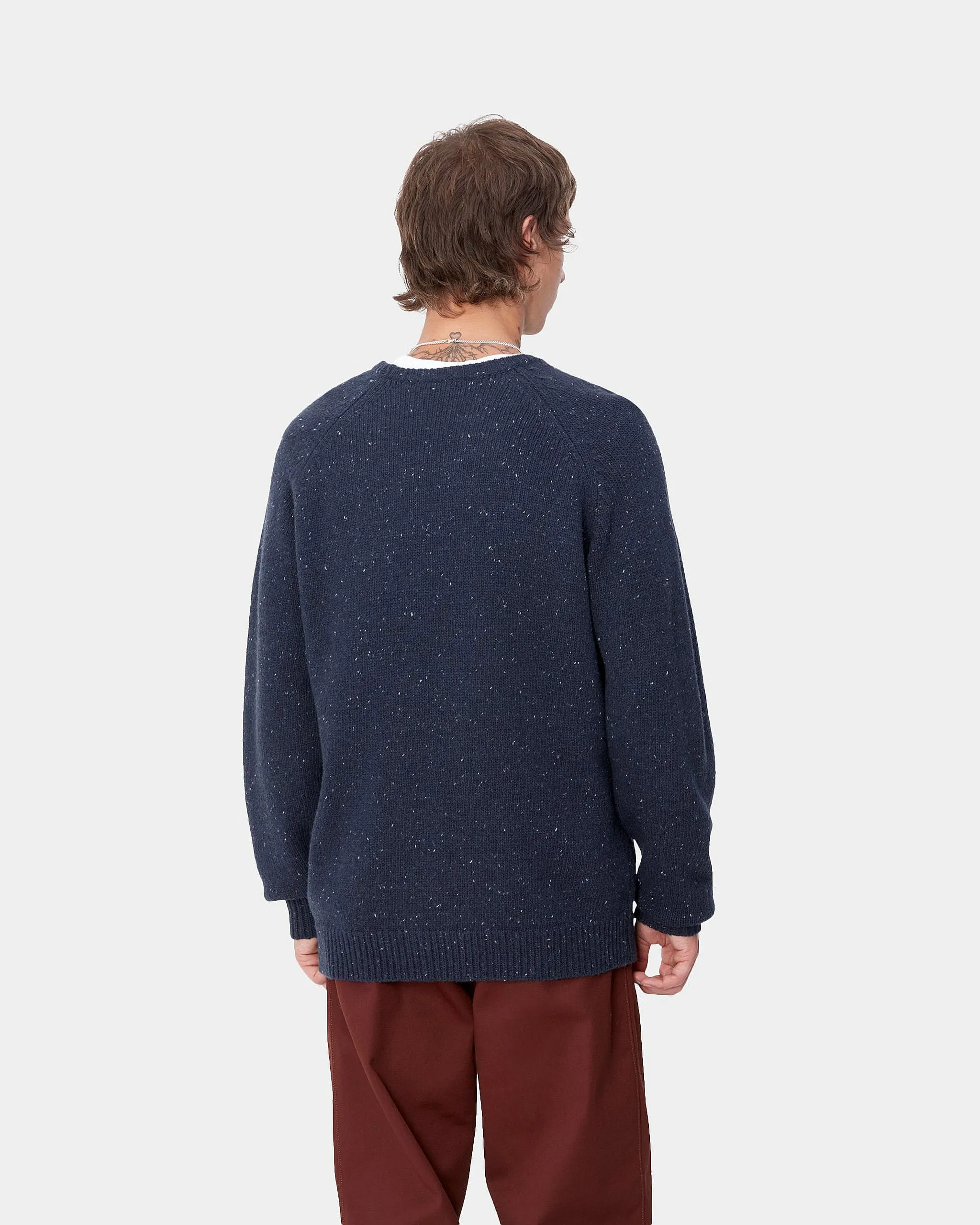 Carhartt WIP Anglistic Sweater - Speckled Air Force Blue