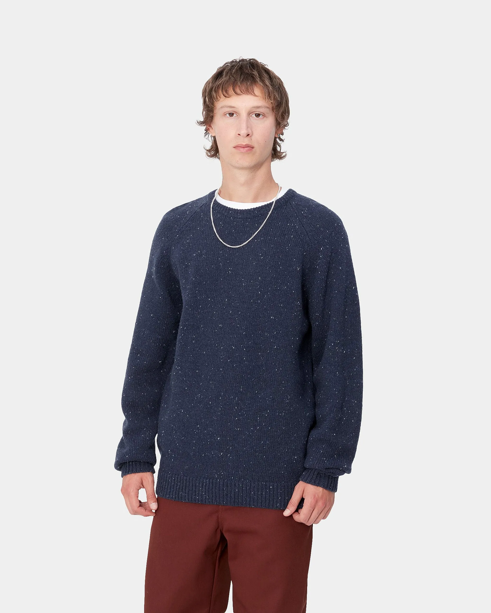 Carhartt WIP Anglistic Sweater - Speckled Air Force Blue