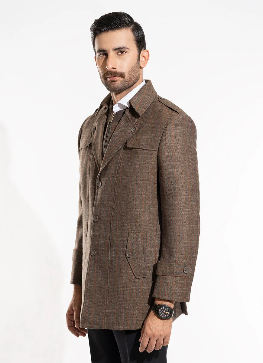 Checks-Multi Brown, Wool Rich Worsted Tweed Double Jacket