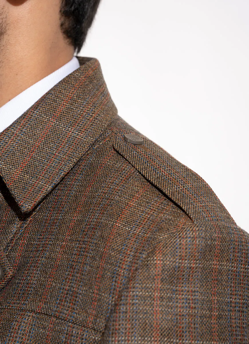 Checks-Multi Brown, Wool Rich Worsted Tweed Double Jacket