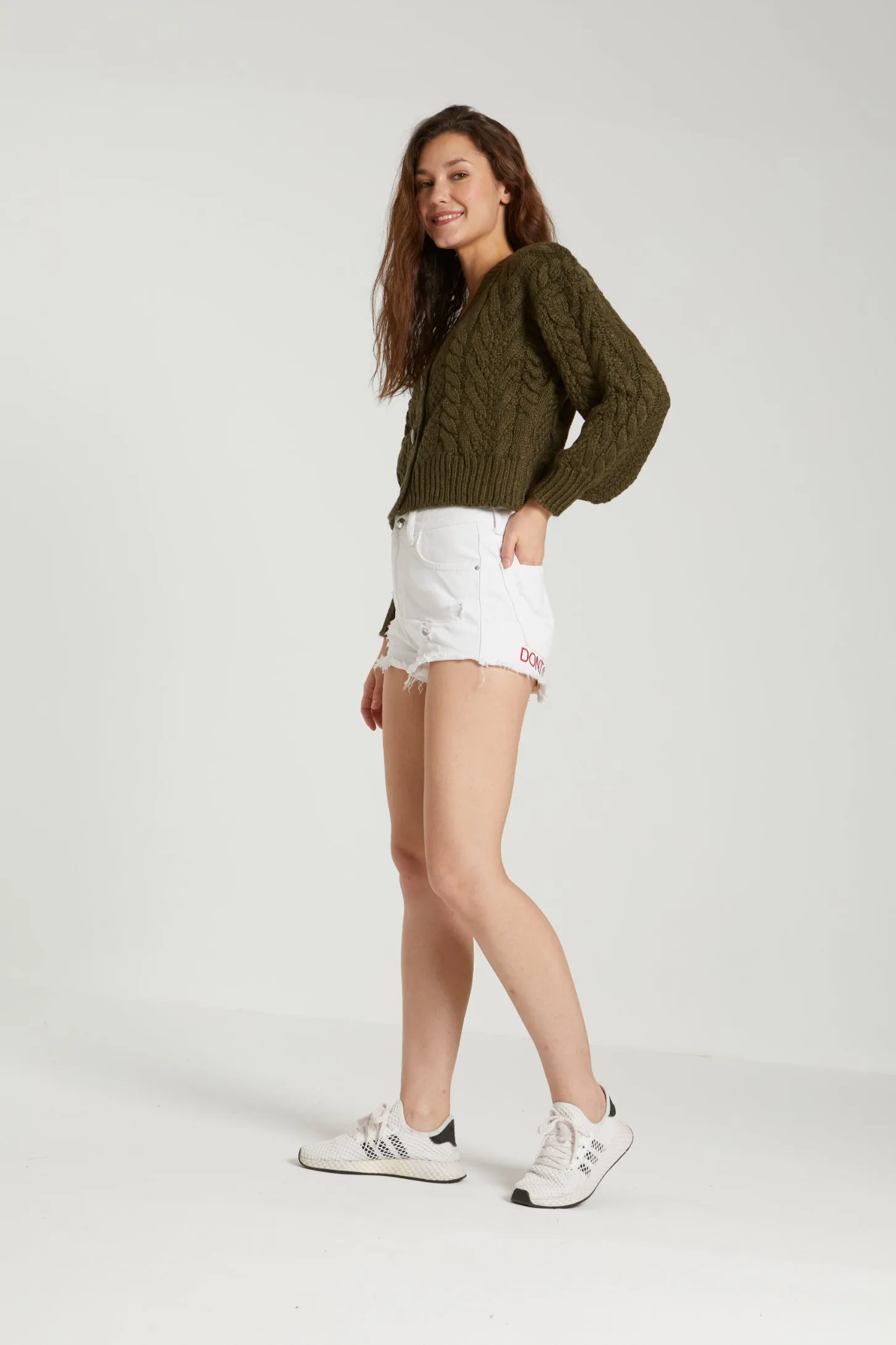 CHUNKY KNIT CARDIGAN - OLIVE