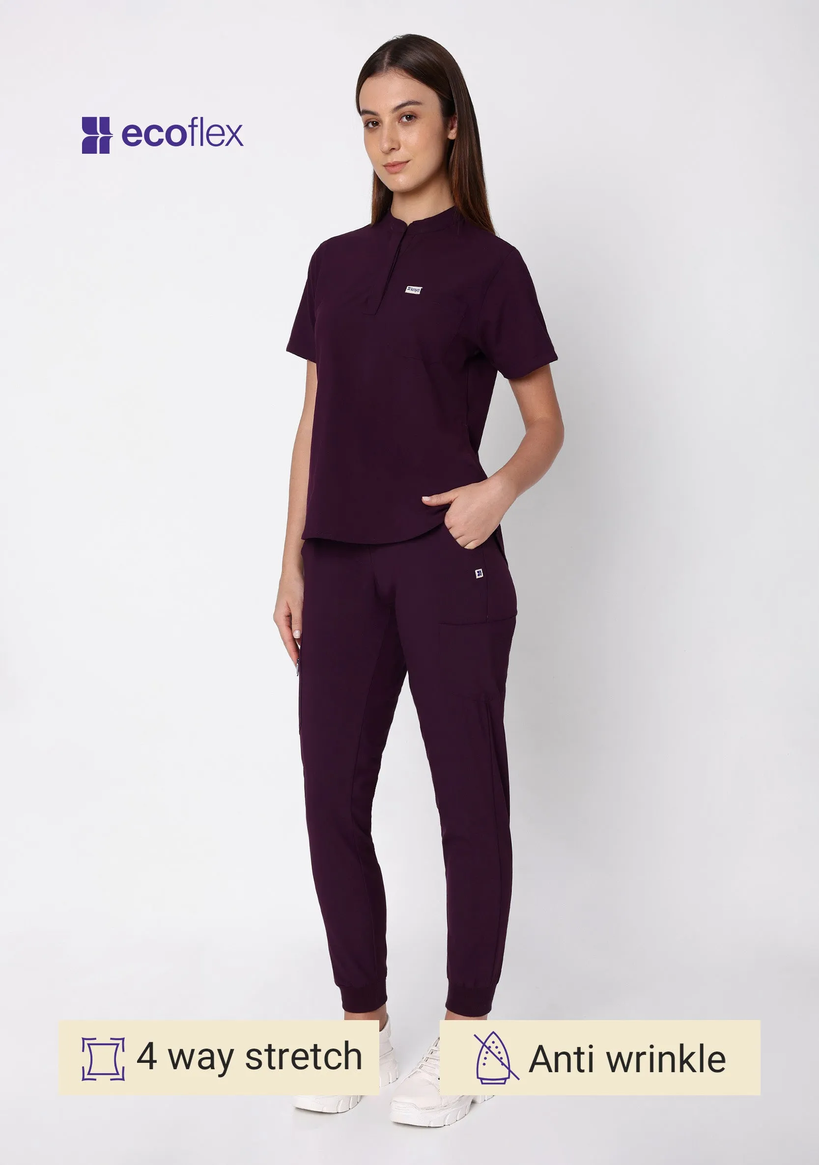 Ecoflex Women's 8 Pocket (Wine) Jogger Scrubs