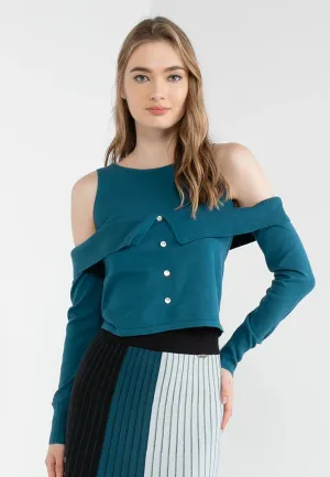 ELLE Apparel Cold-Shoulder Sleeves Knitted Top