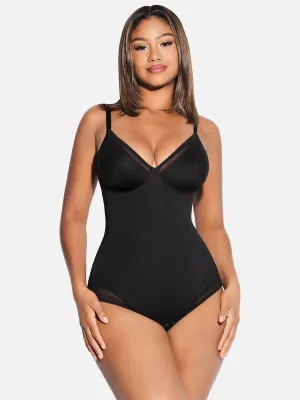 Feelingirl Deep V-Neck Mesh Coverall Bodysuit