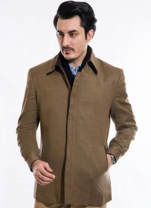 Herringbone-Rust Brown, Regular Fit, Pure Wool Double Collar Jacket