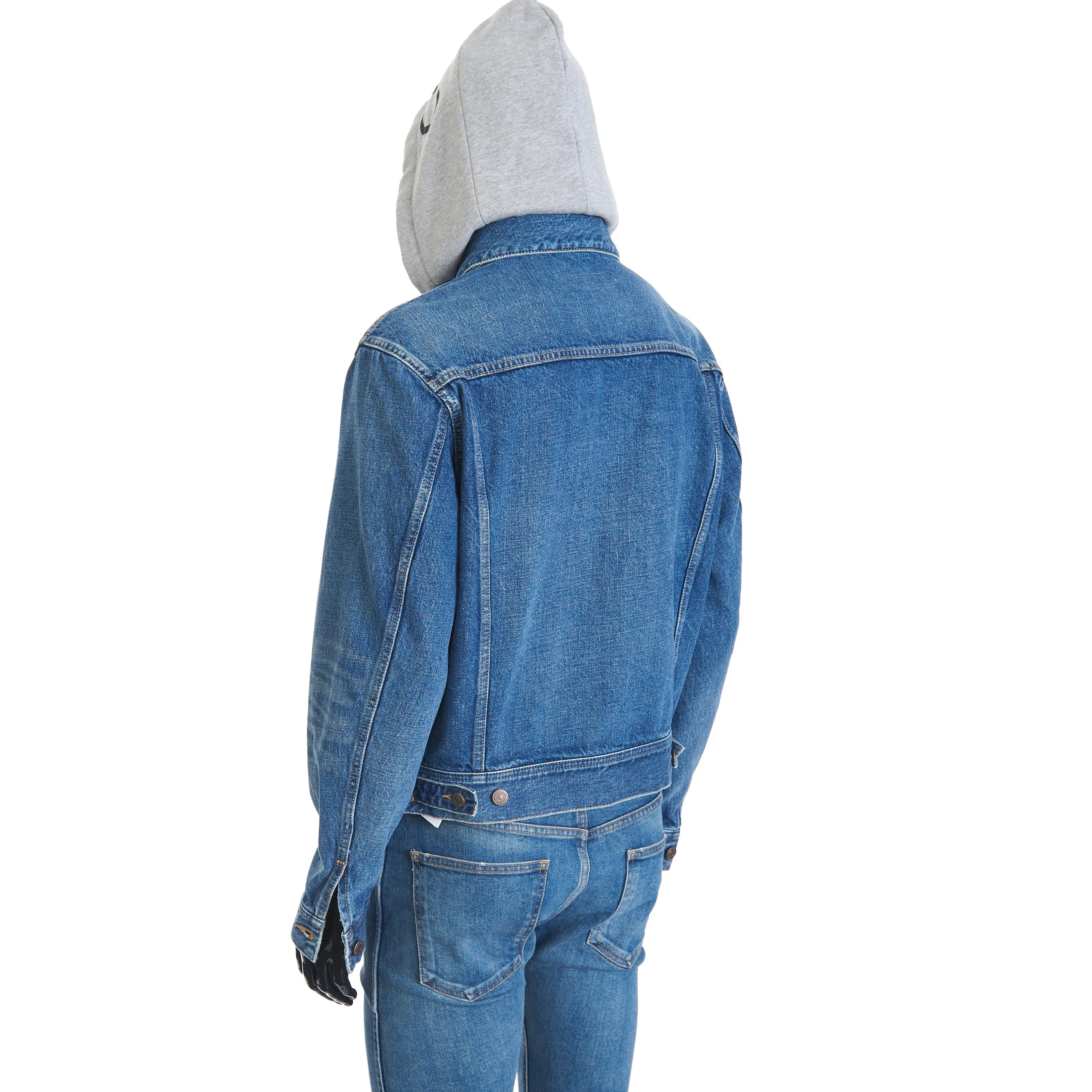 Oversized Trucker Jacket With Hood In Union Wash Denim