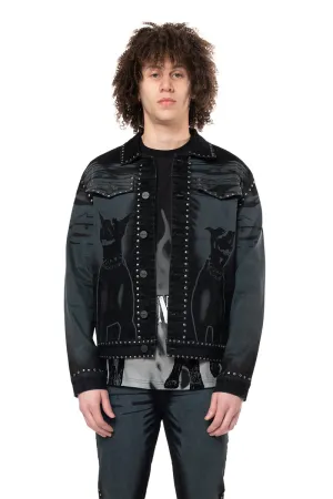 Smoke Rise Men's Color Flocked Denim Jacket