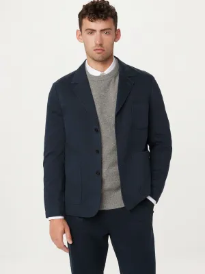 Navy Blue 3-Button Twill Blazer - Enhanced Title for E-Commerce Product