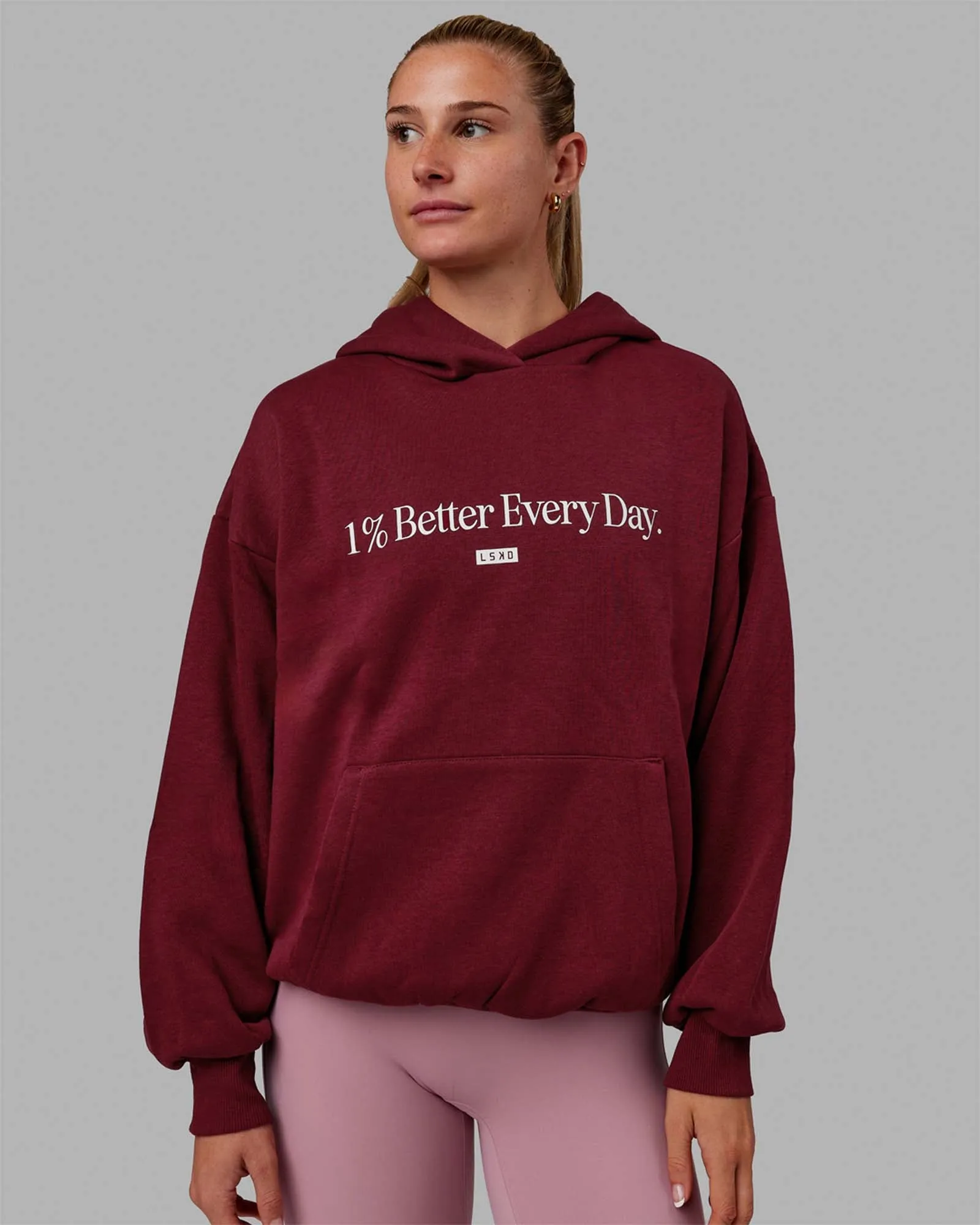 Unisex 1% Better Hoodie Oversize - Cranberry-White