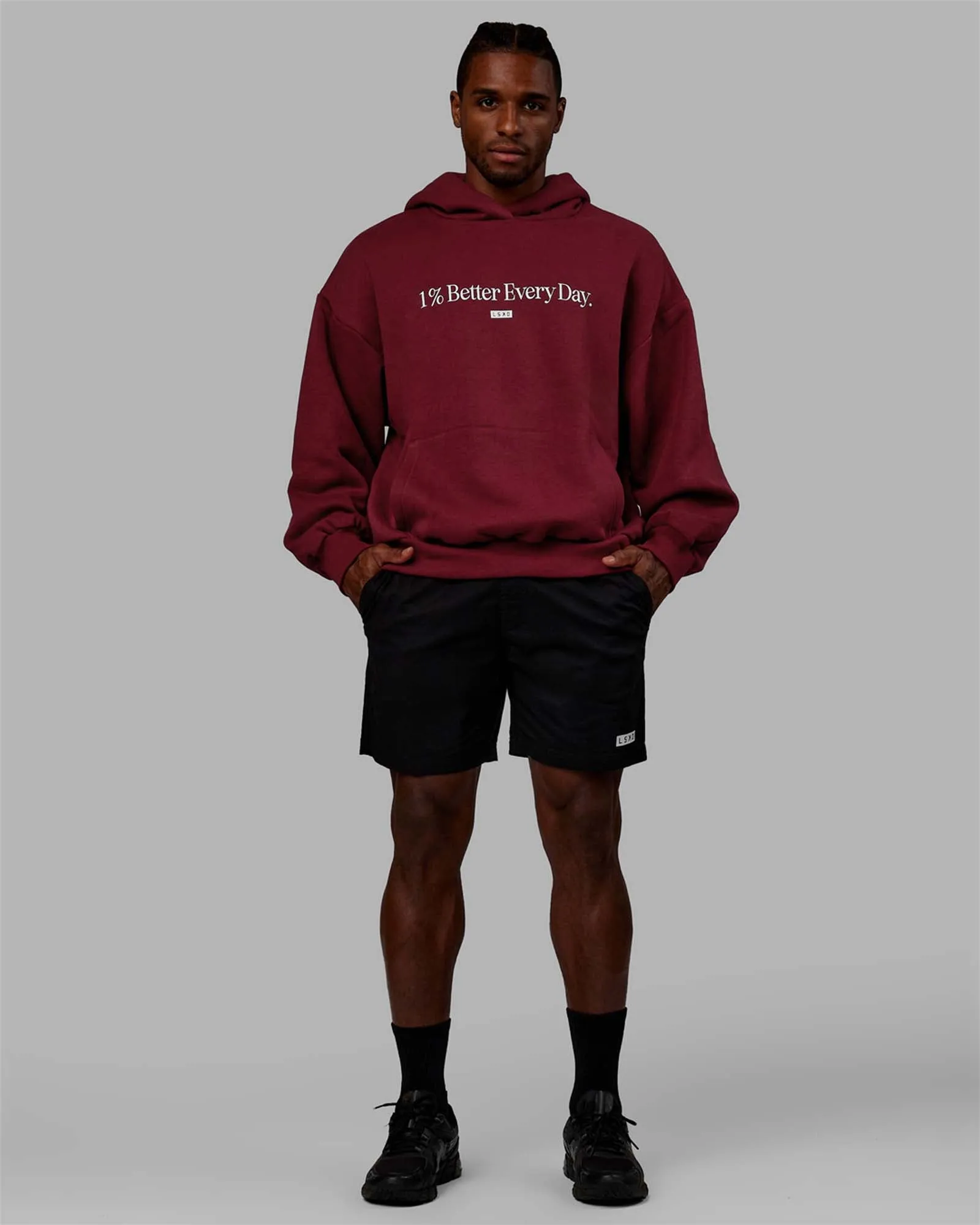 Unisex 1% Better Hoodie Oversize - Cranberry-White