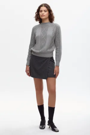 Women's Luxor Cable Sweater in Smoke Melange